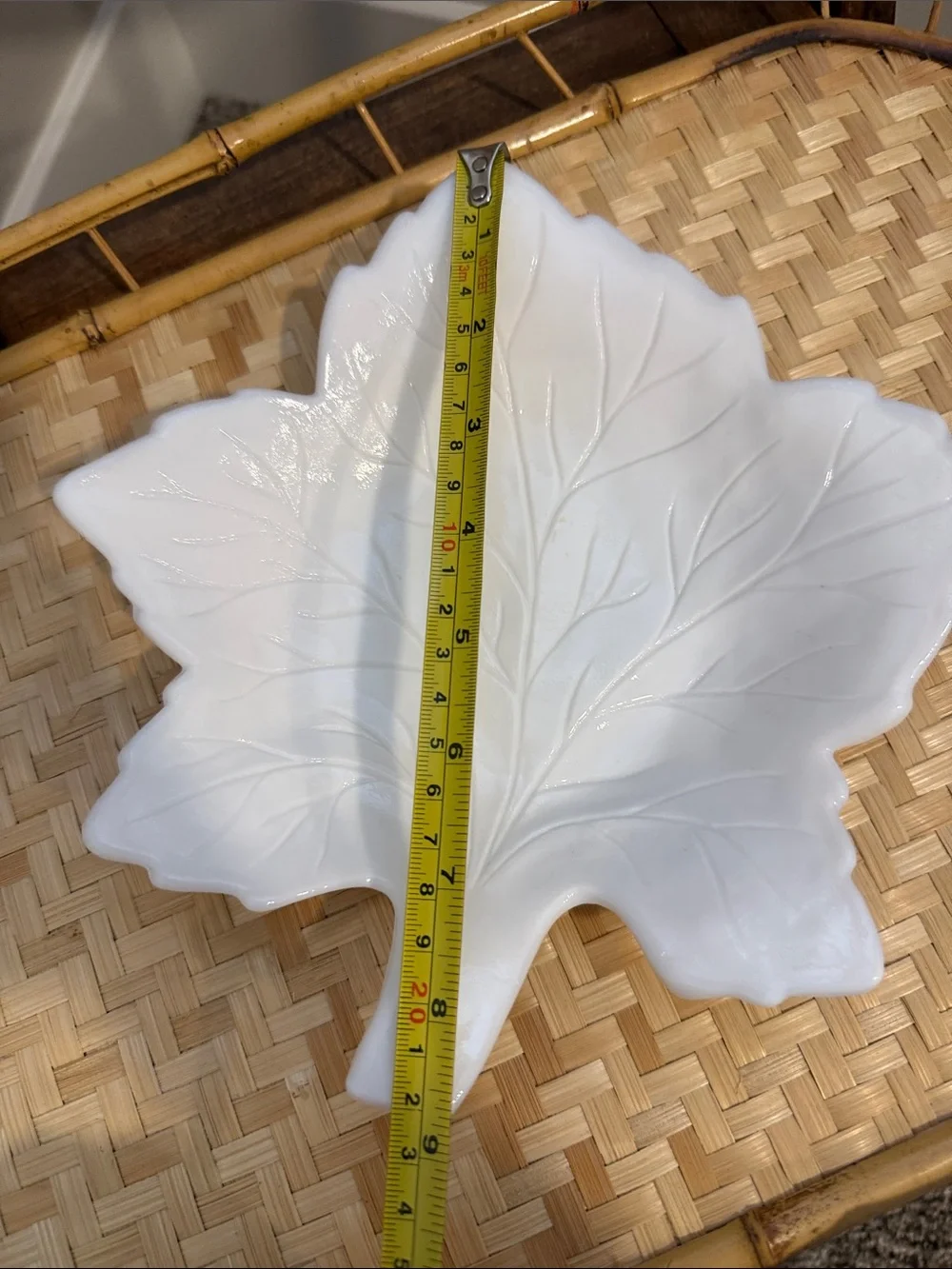 Vintage White Milk Glass Maple Leaf Serving Dish Candy Nut Trinket Bowl Fall